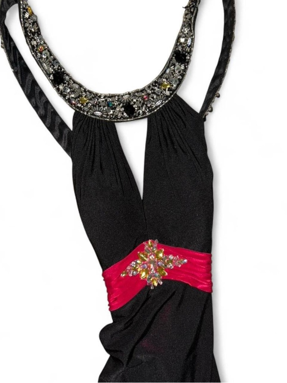Vintage Alyce Designs Black & Pink Beaded Dress